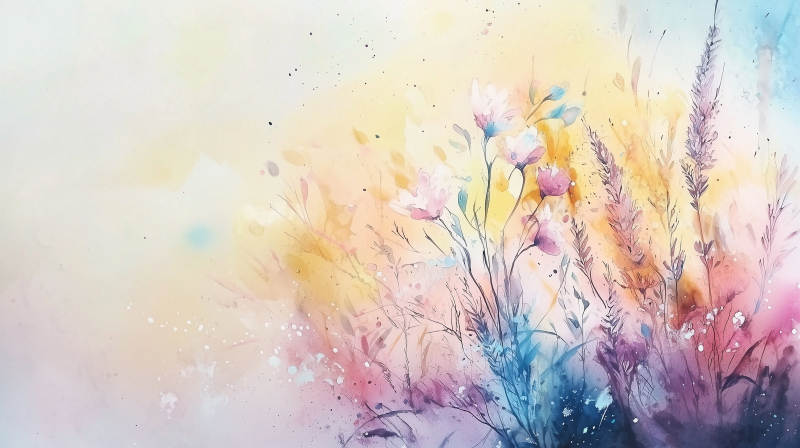 水彩花卉意境图图片