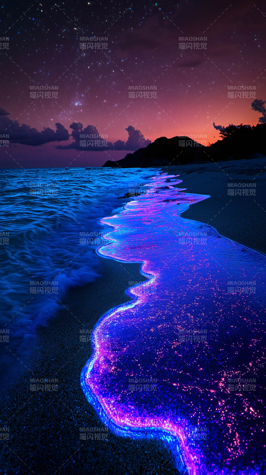 夜光海滩的梦幻星夜图片