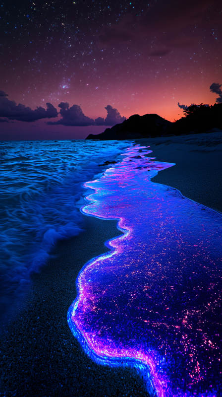 夜光海滩的梦幻星夜图片
