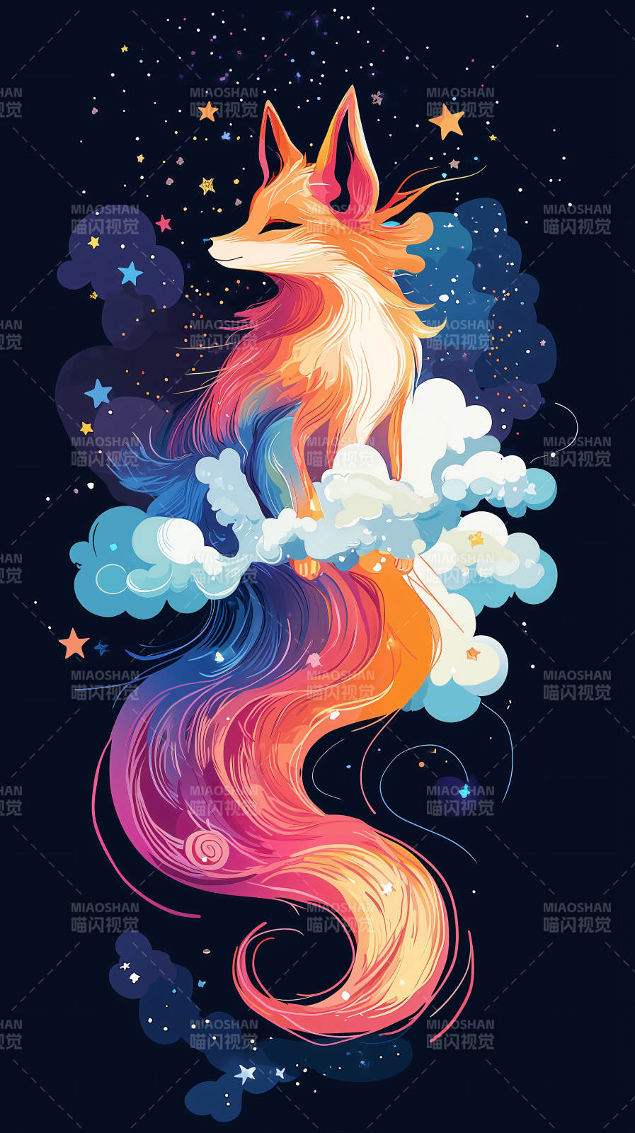 梦幻星云中的灵狐图片