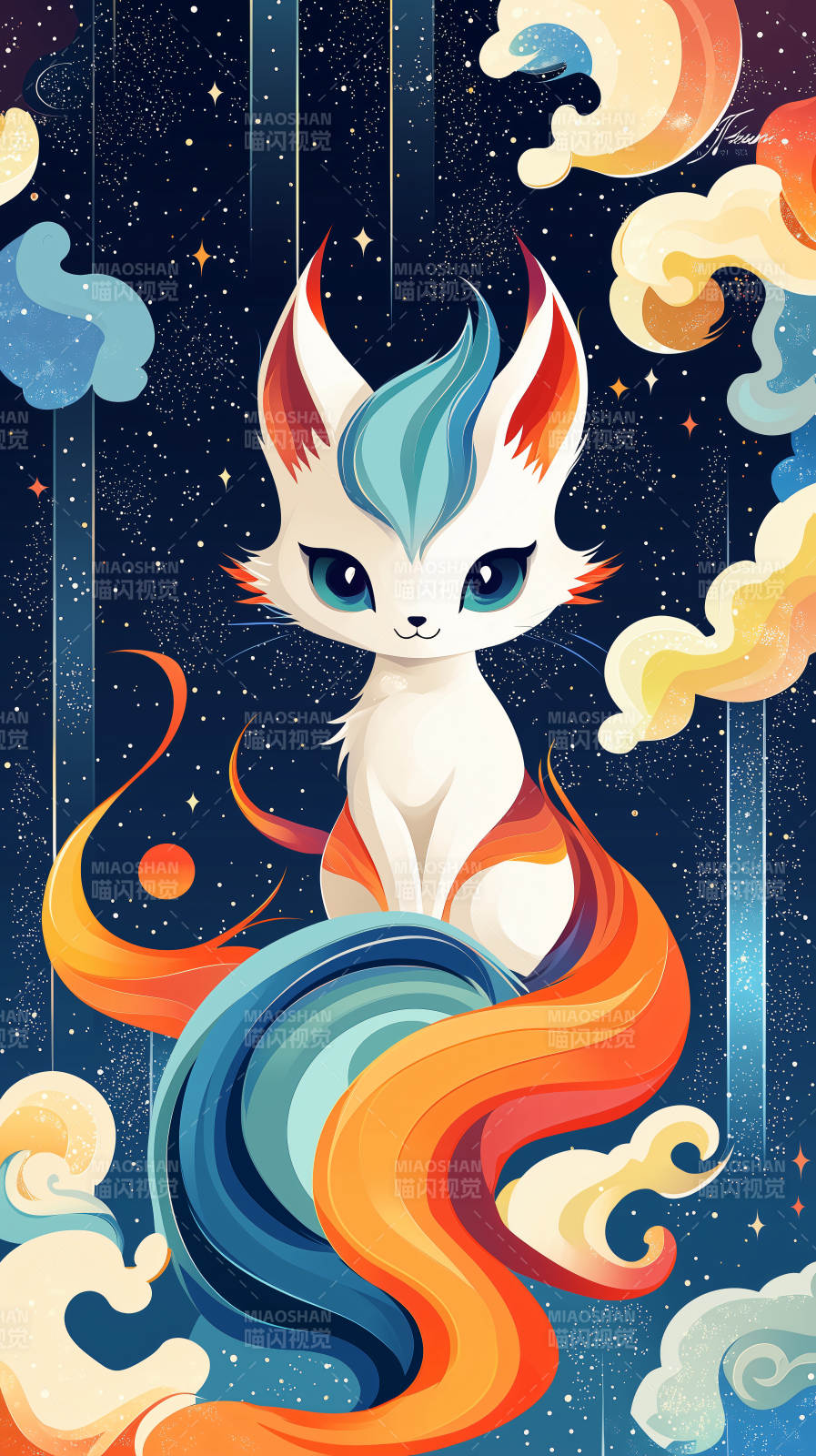 梦幻星云中的灵狐图片