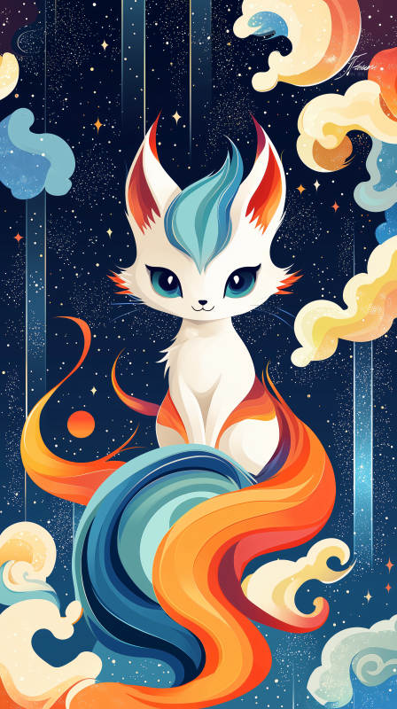 梦幻星云中的灵狐图片