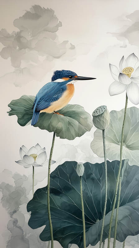 水墨写意翠鸟图片