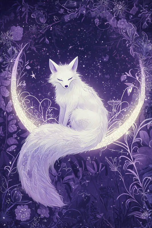 梦幻紫月白狐图片