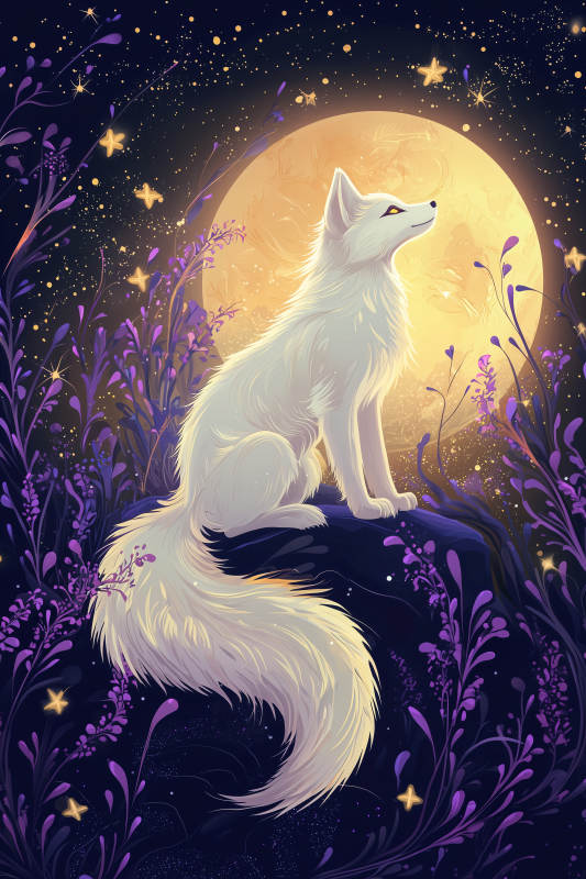 梦幻紫月白狐图片