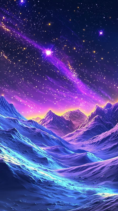 梦幻紫罗兰星河山脉图片