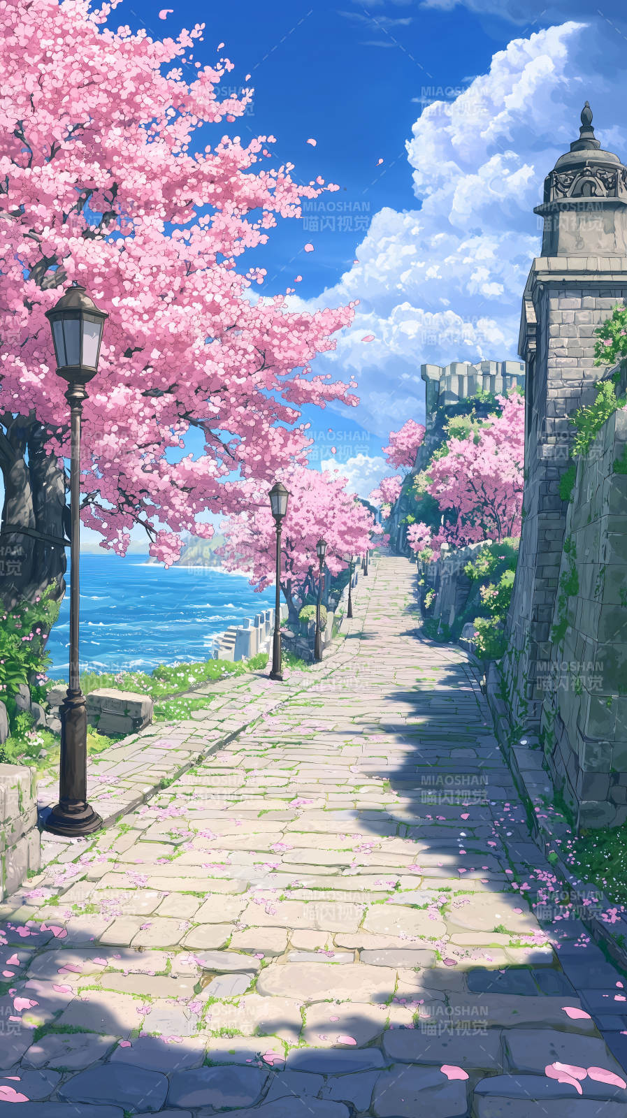 樱花树下浪漫小径图片