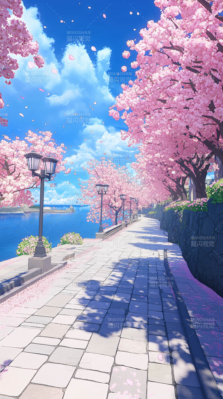 樱花树下浪漫小径图片