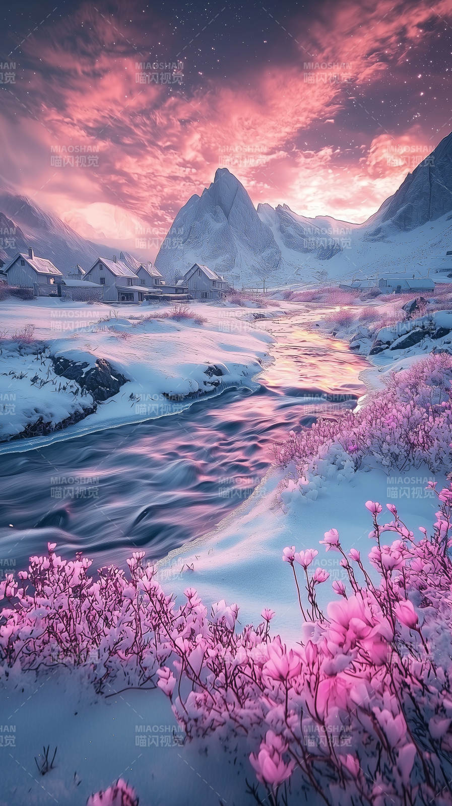 梦幻冰河与极光图片