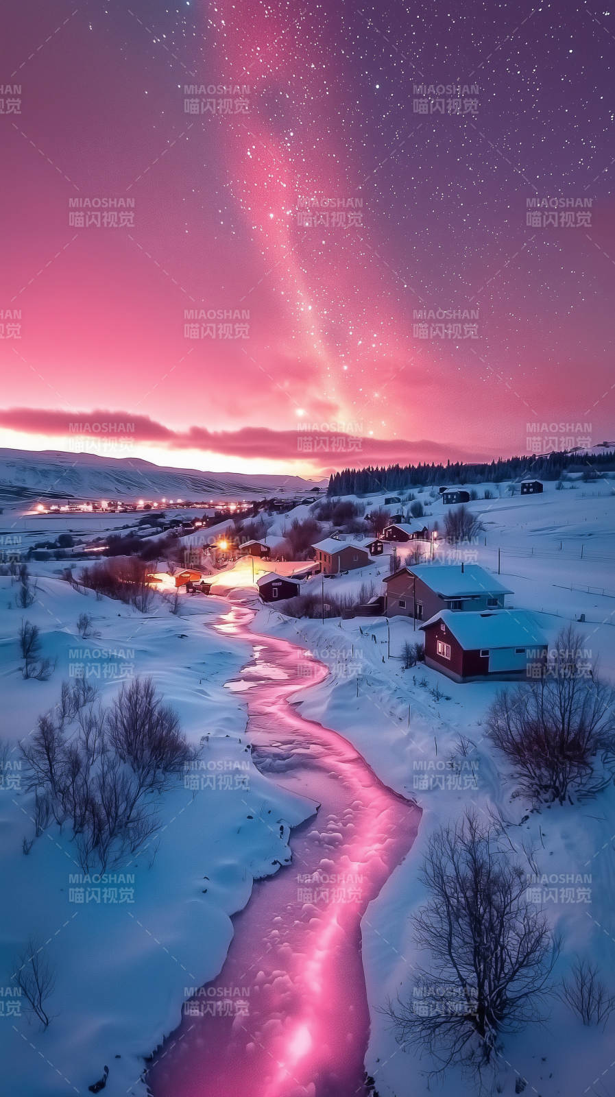 梦幻冰河与极光图片