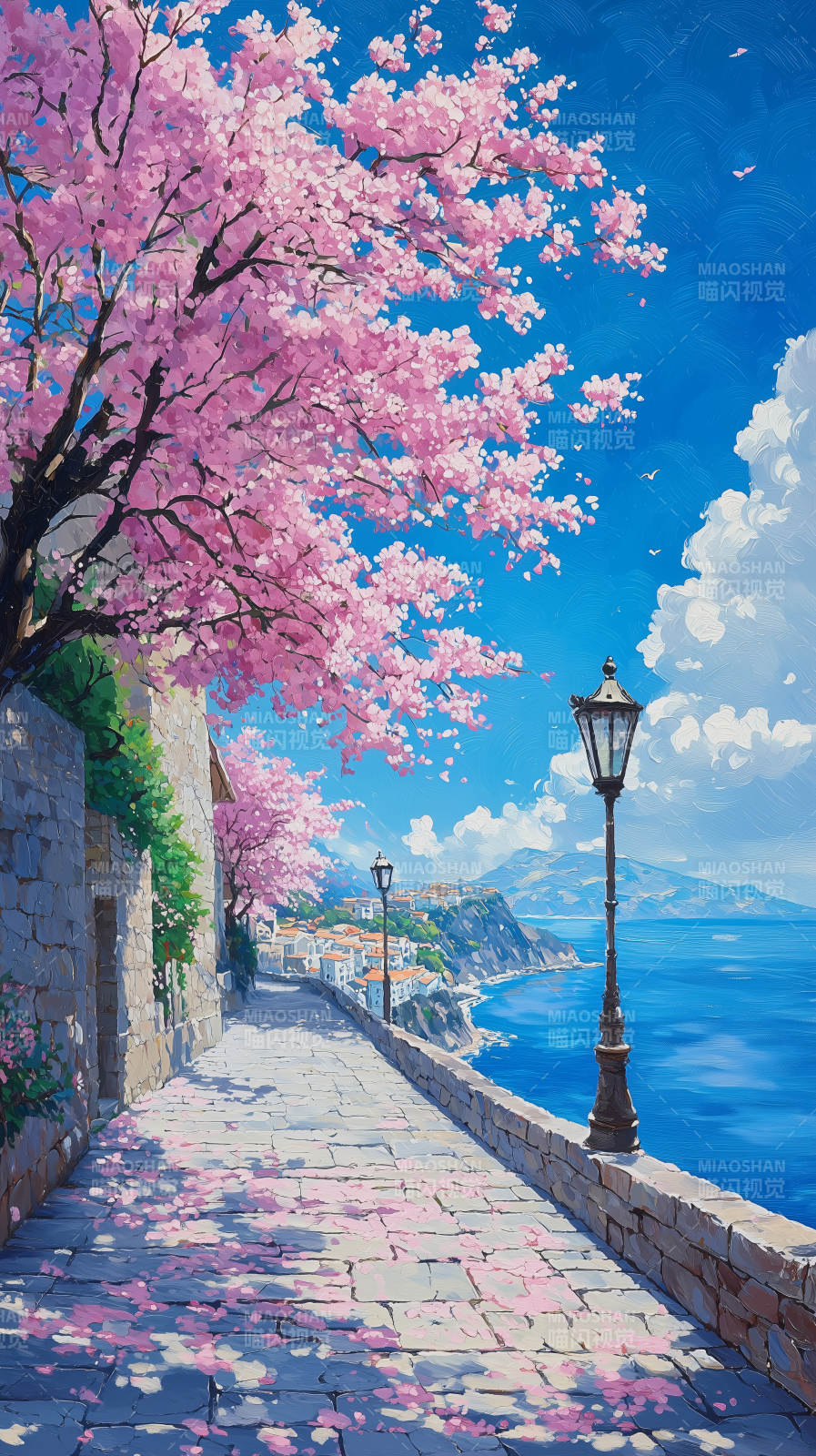 樱花树下浪漫小径图片