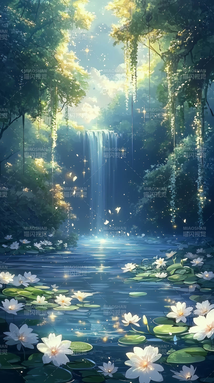 梦幻森林与静谧湖泊图片