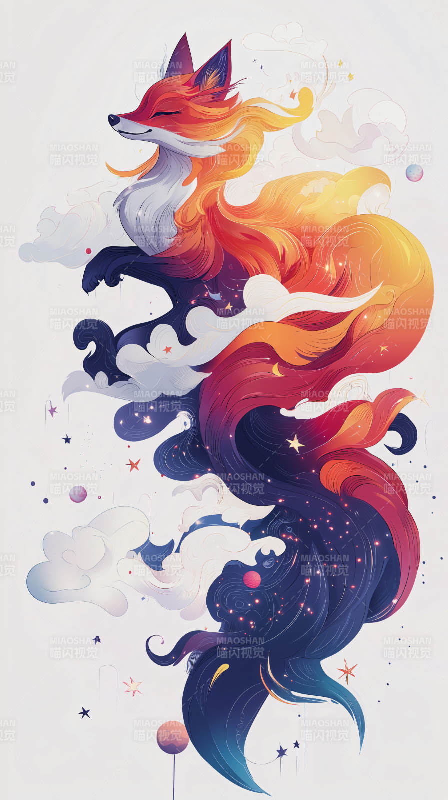 梦幻星云中的灵狐图片