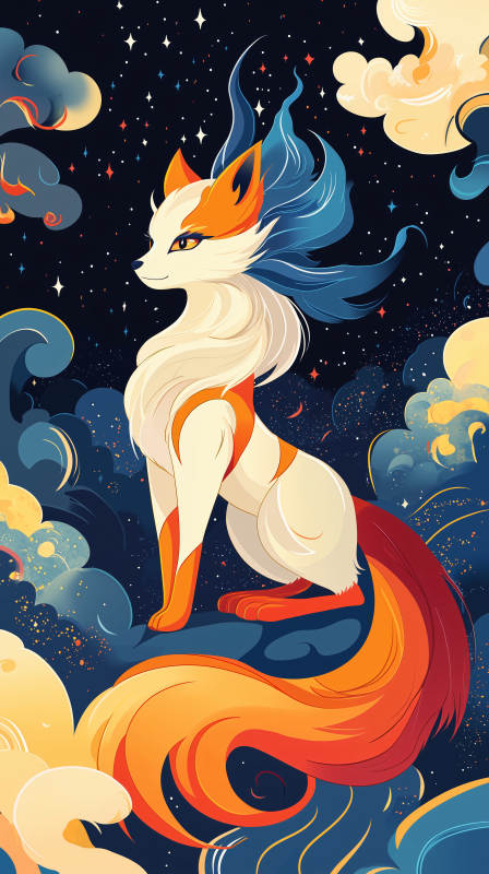 梦幻星云中的灵狐图片