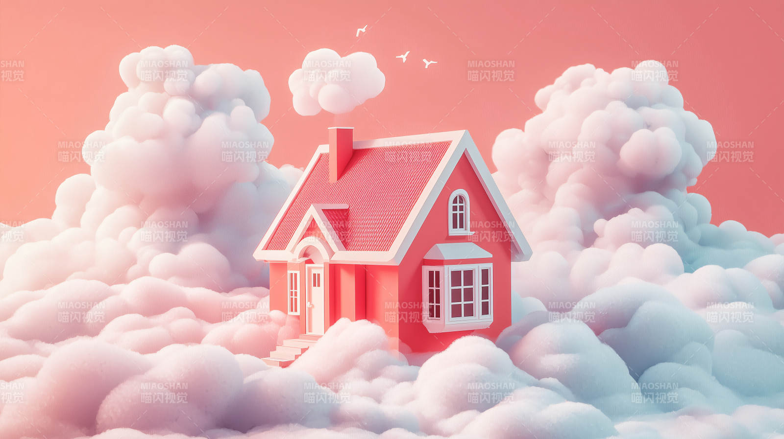 云中粉红小屋图片