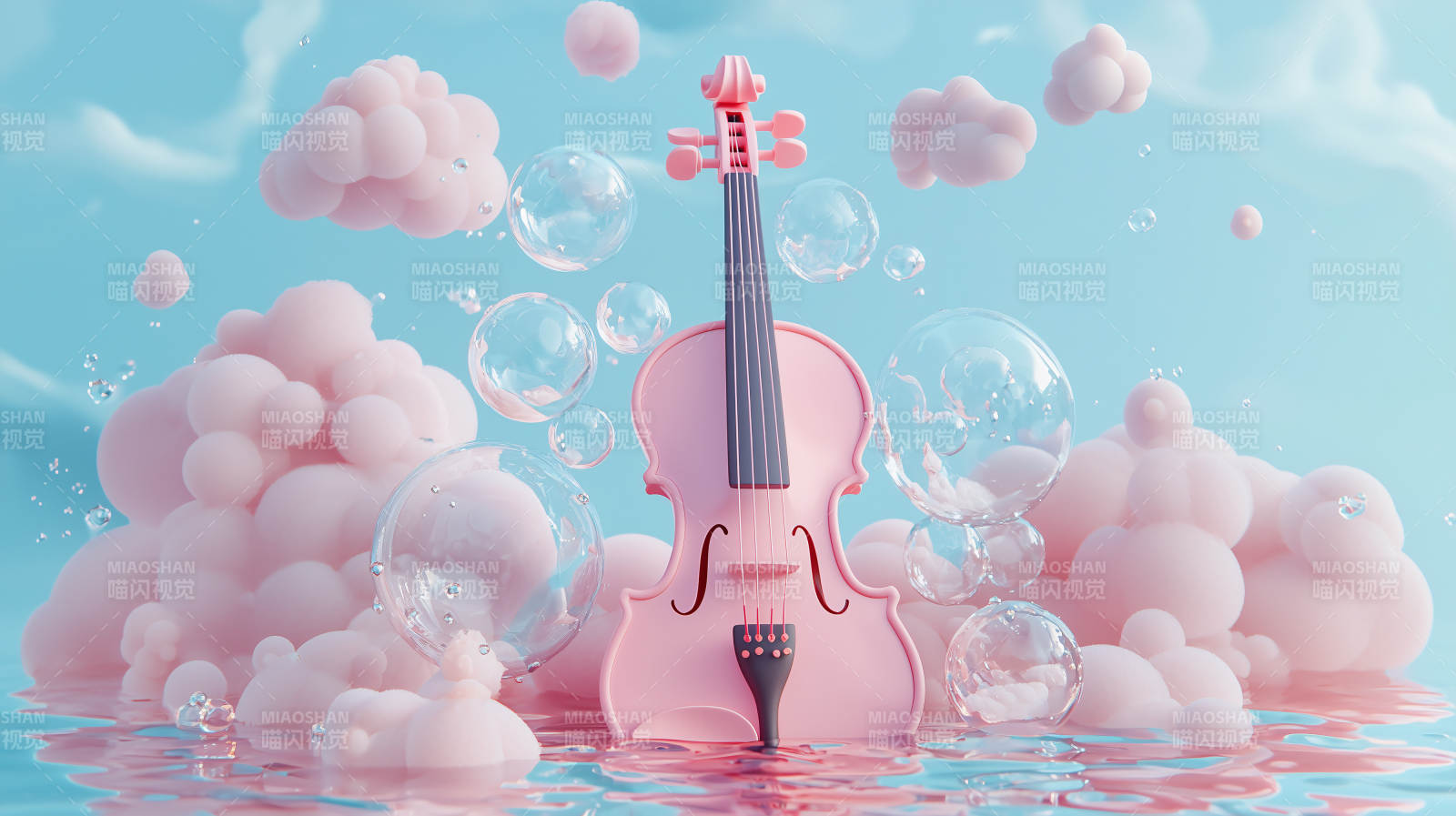 梦幻粉红小提琴图片