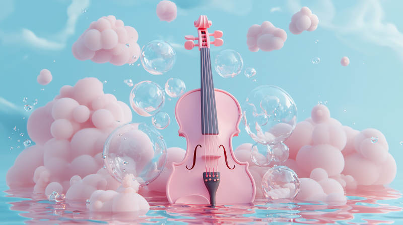 梦幻粉红小提琴图片