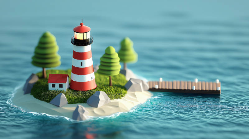 灯塔小岛风光图片