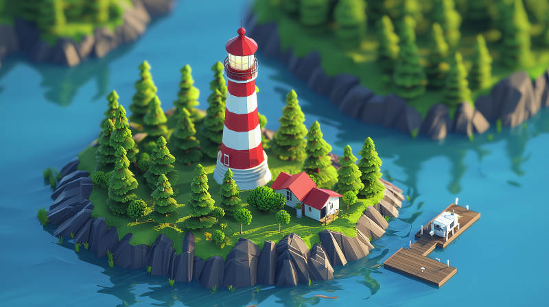 灯塔小岛风光图片