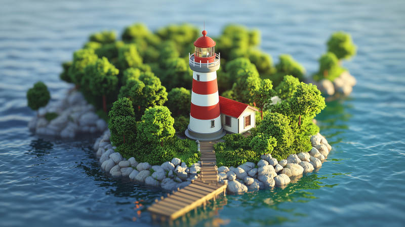 灯塔小岛风光图片