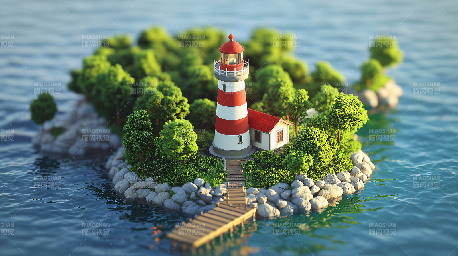 灯塔小岛风光图片