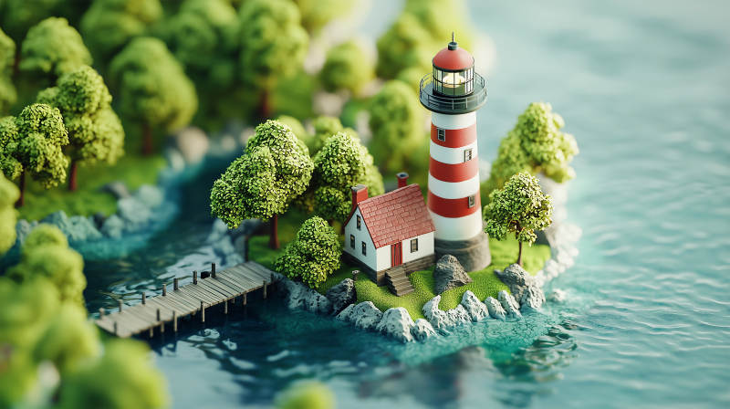 灯塔小岛风光图片