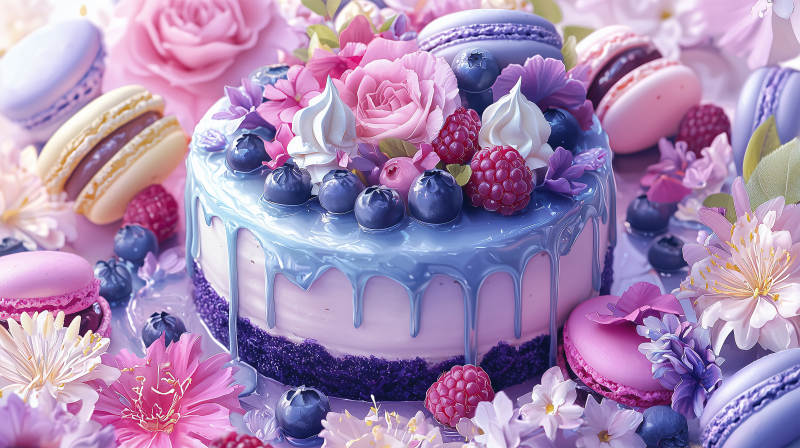 梦幻蓝莓蛋糕图片