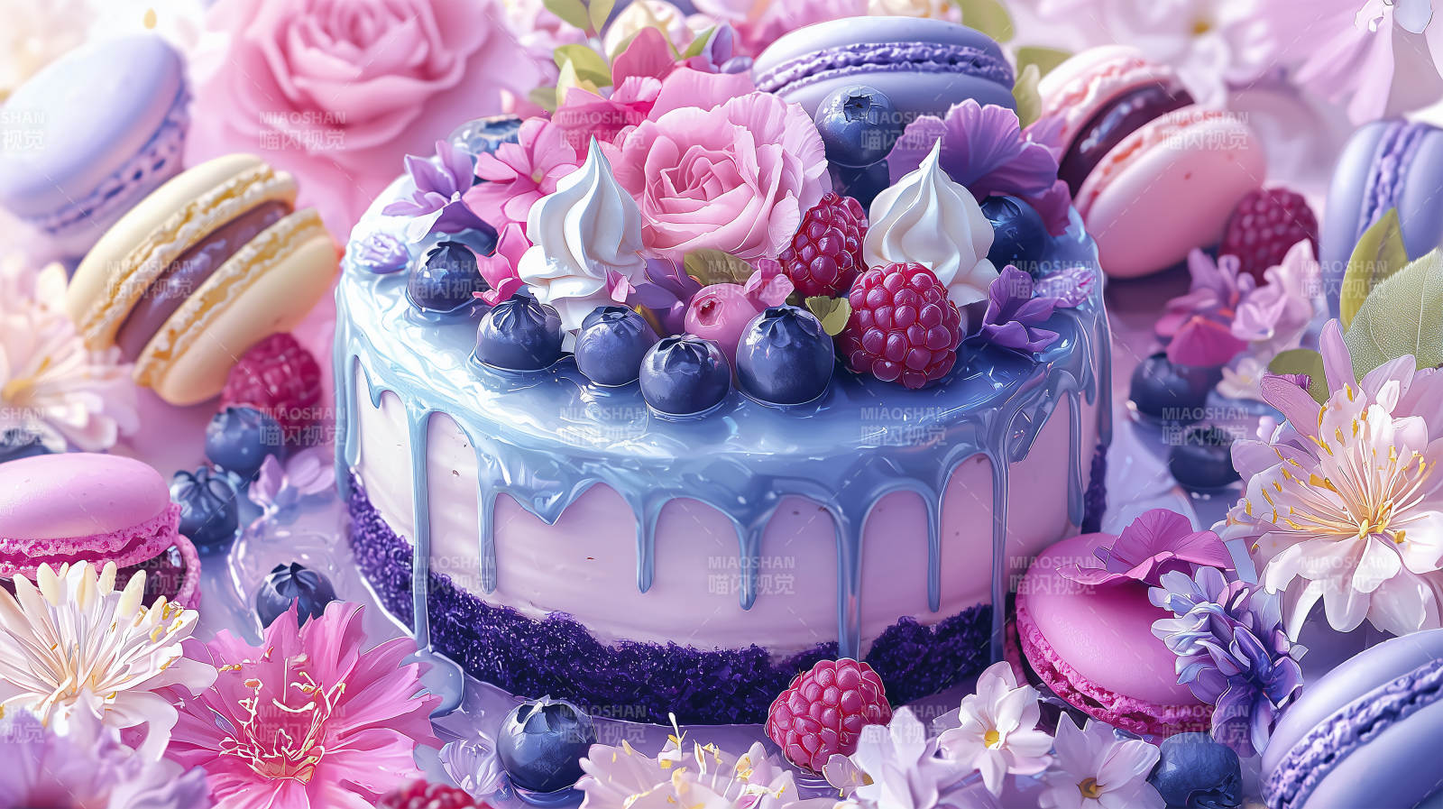 梦幻蓝莓蛋糕图片
