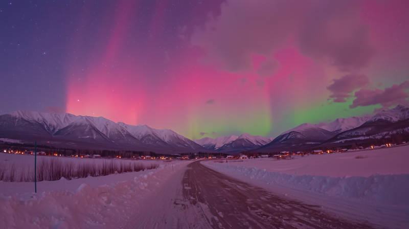 极光映雪原图片