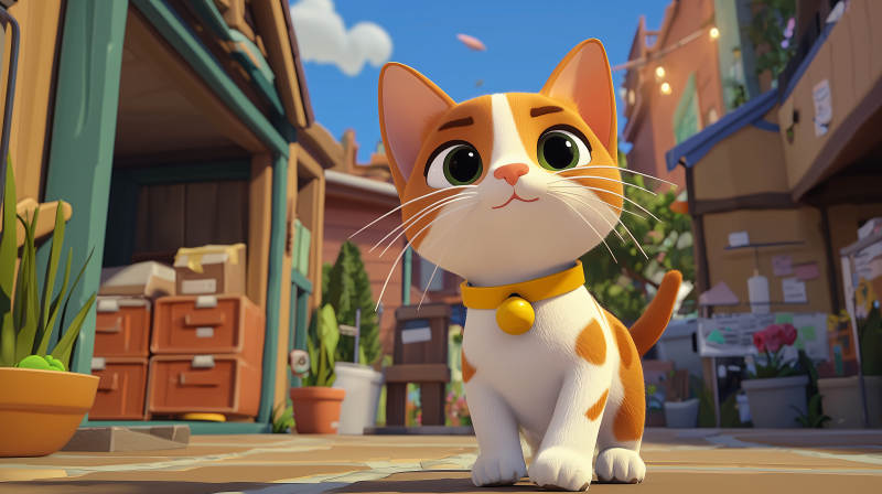 可爱小猫街景图片