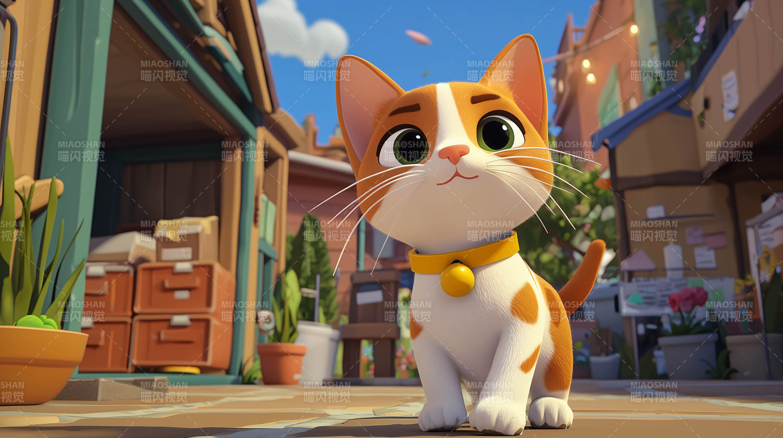可爱小猫街景图片