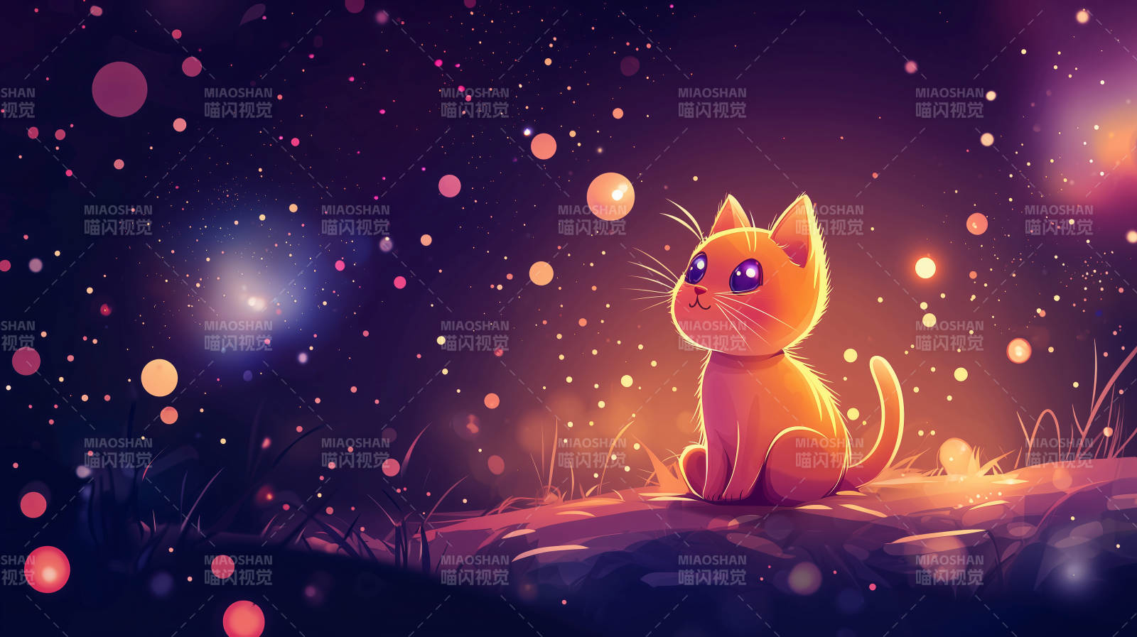 星空下的小猫图片