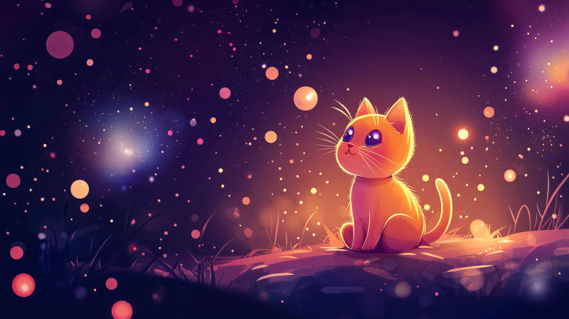 星空下的小猫图片