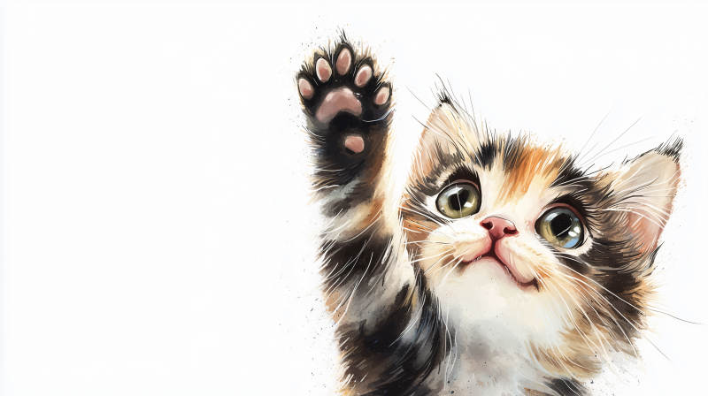 小猫举爪萌态十足图片
