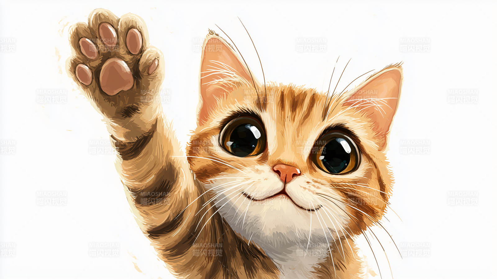 小猫挥手打招呼图片