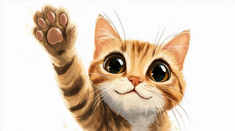 小猫挥手打招呼图片