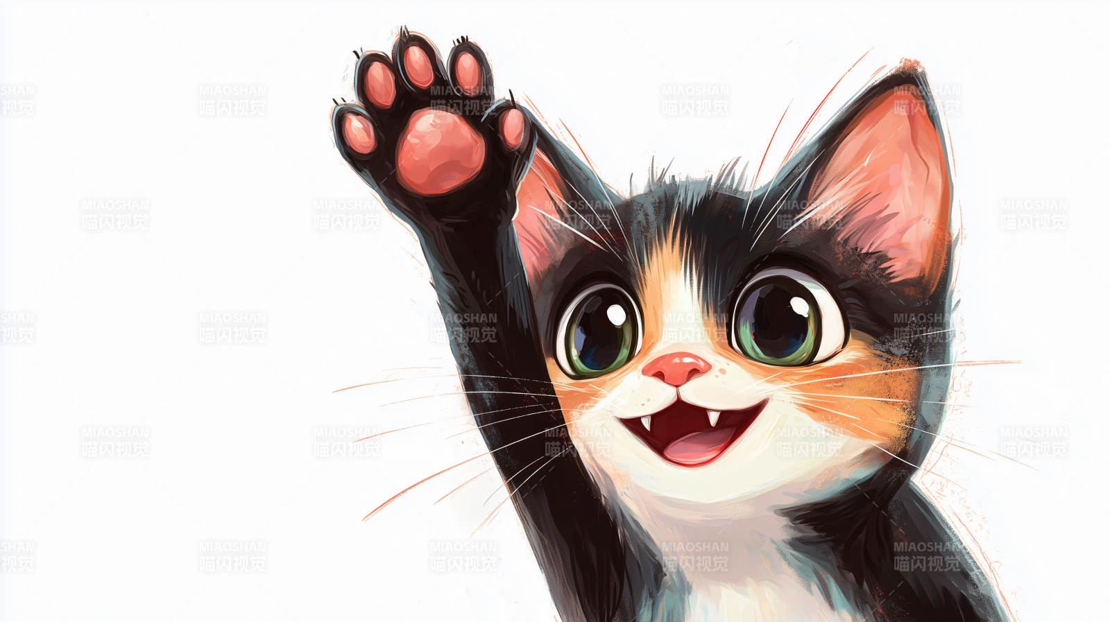 萌猫挥手打招呼图片