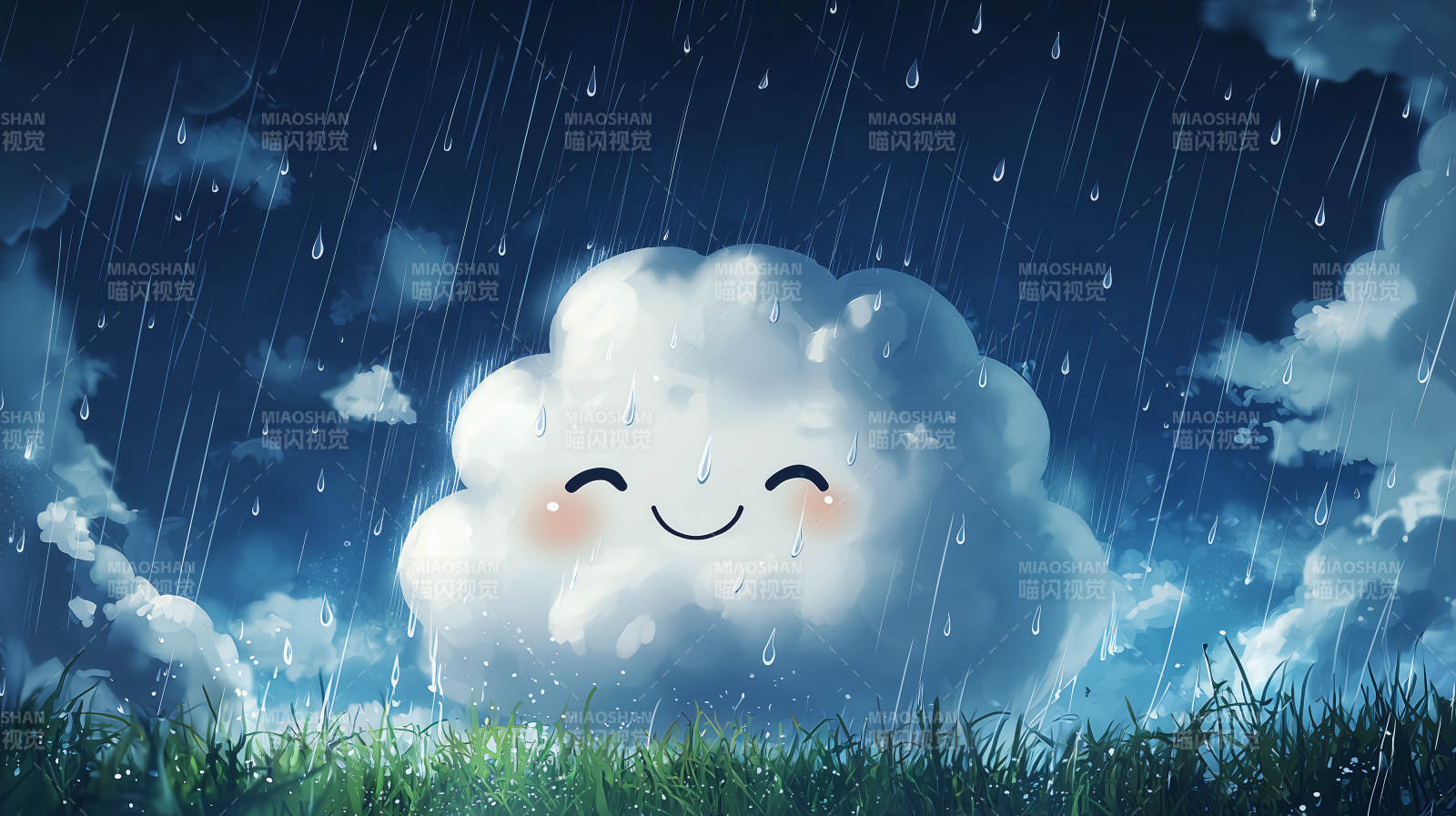 雨中微笑的云朵图片