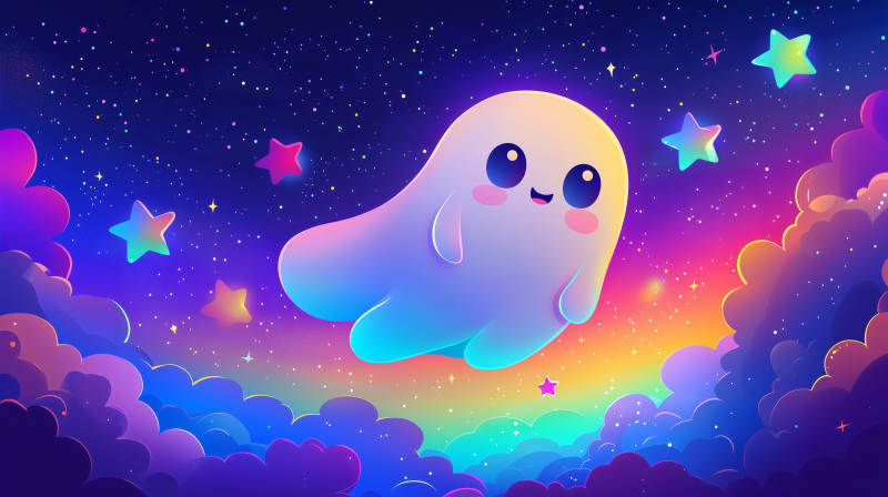 星空中的可爱幽灵图片