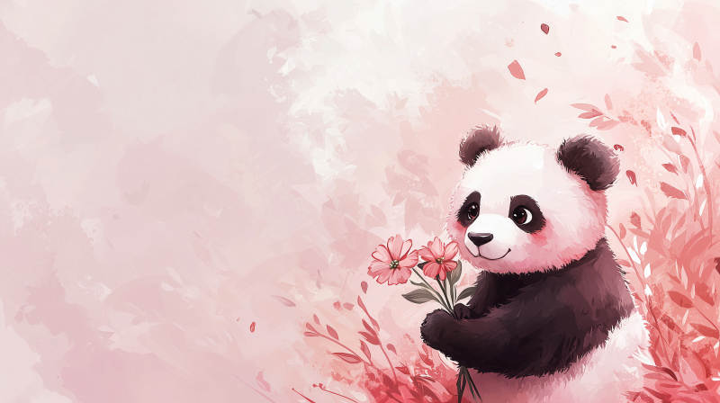 熊猫捧花图片