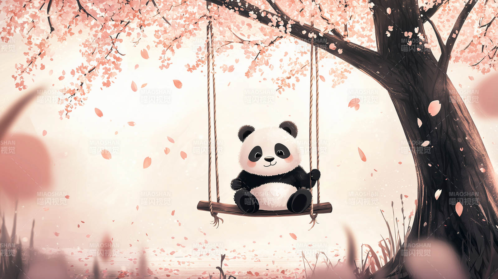 熊猫荡秋千图片