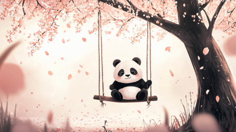 熊猫荡秋千图片