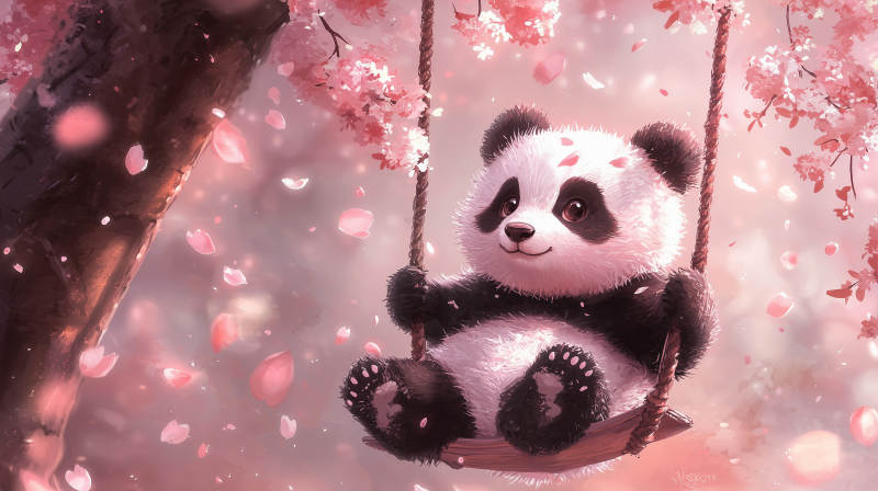 熊猫荡秋千图片