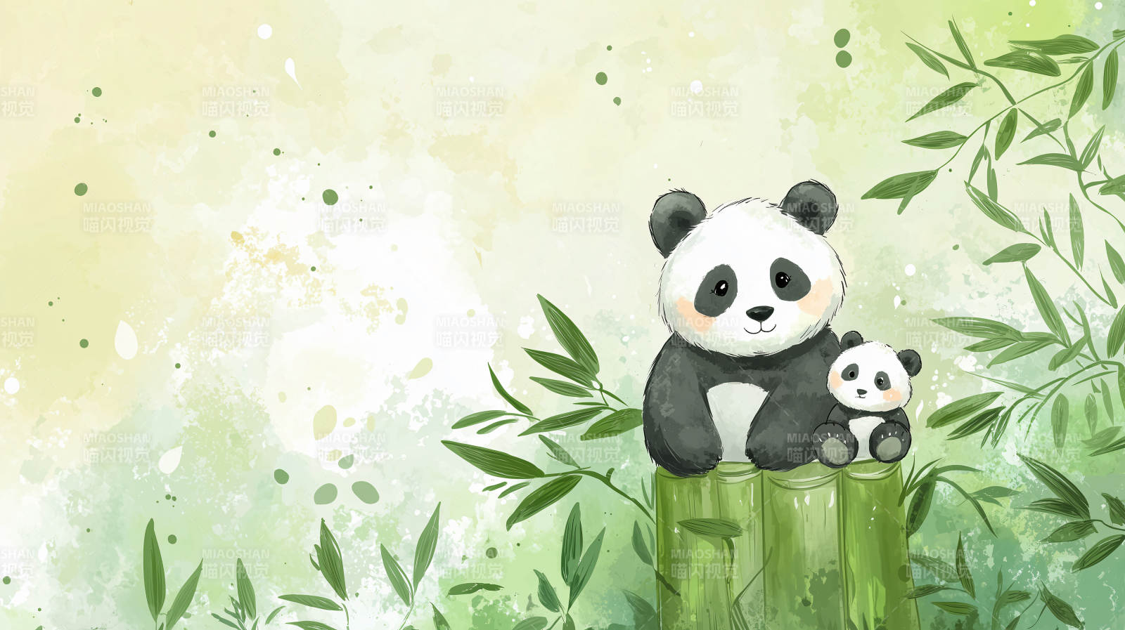熊猫母子竹林间图片