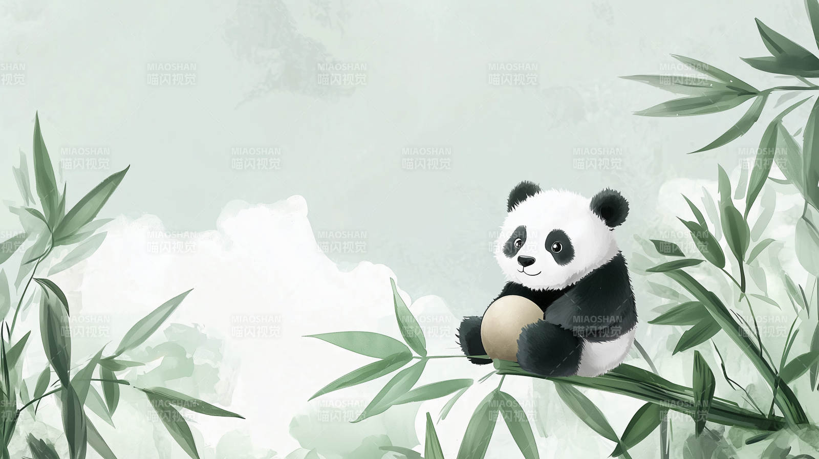 熊猫栖竹枝图片