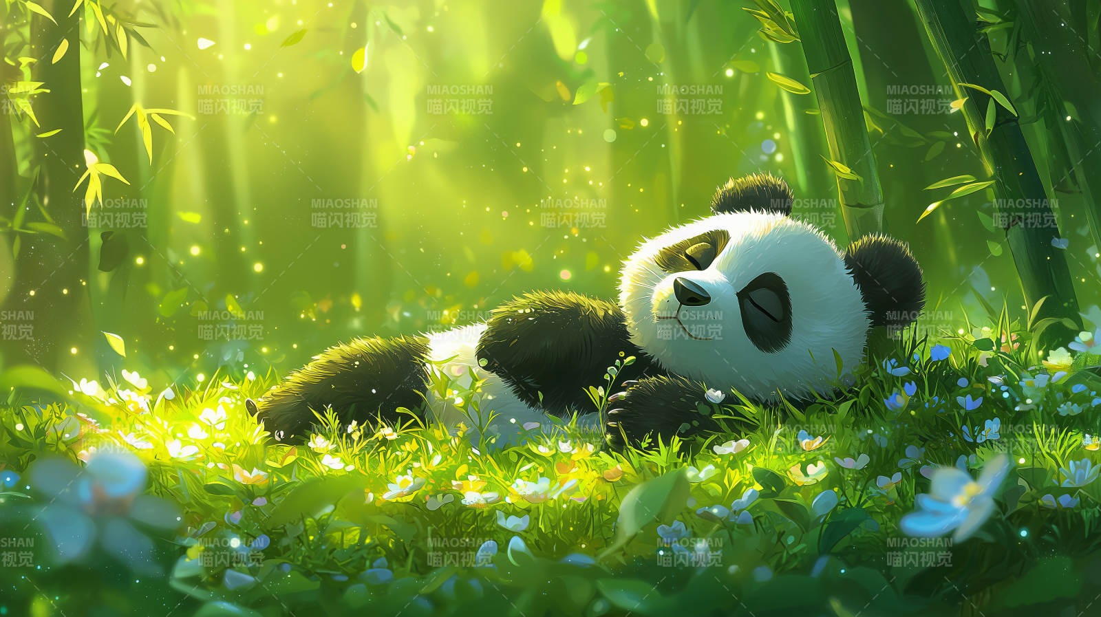 熊猫卧竹林图片