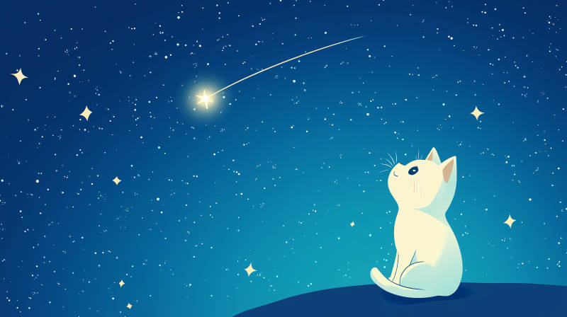 猫望流星夜图片