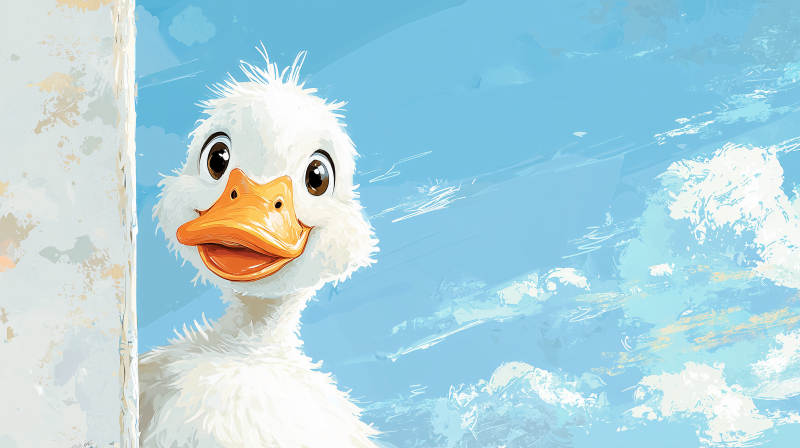 小鸭探头望蓝天图片