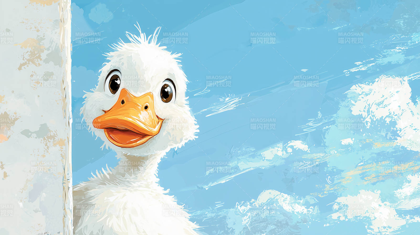 小鸭探头望蓝天图片