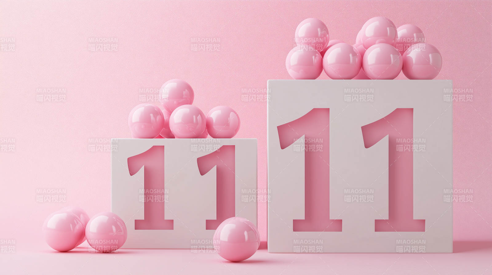 双粉色气球装饰图片